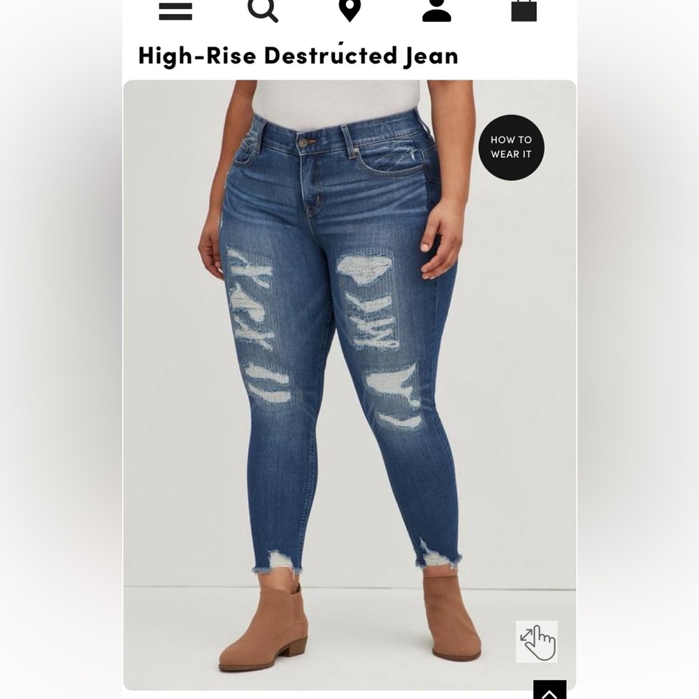Torrid Deconstructed High Rise Jean, SZ 14R, Great Condition